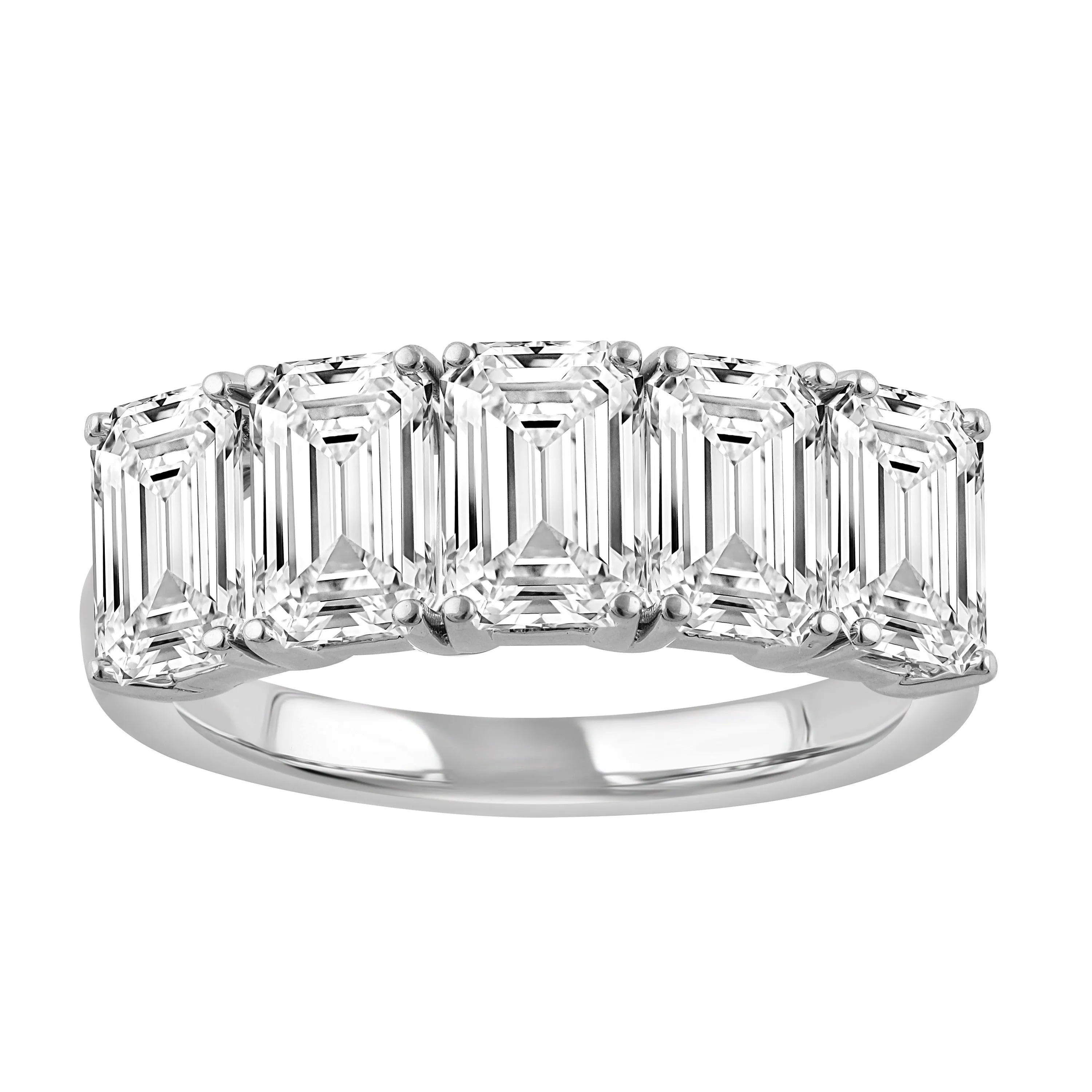 14k White Gold  2.00Ct Total Weight with5 Emerald Cut Lab Grown Diamond Band