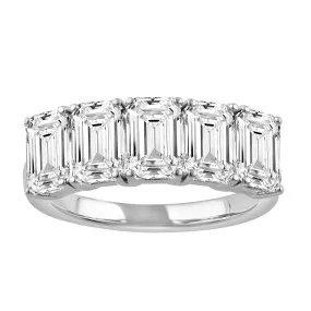 14k White Gold  2.00Ct Total Weight with5 Emerald Cut Lab Grown Diamond Band