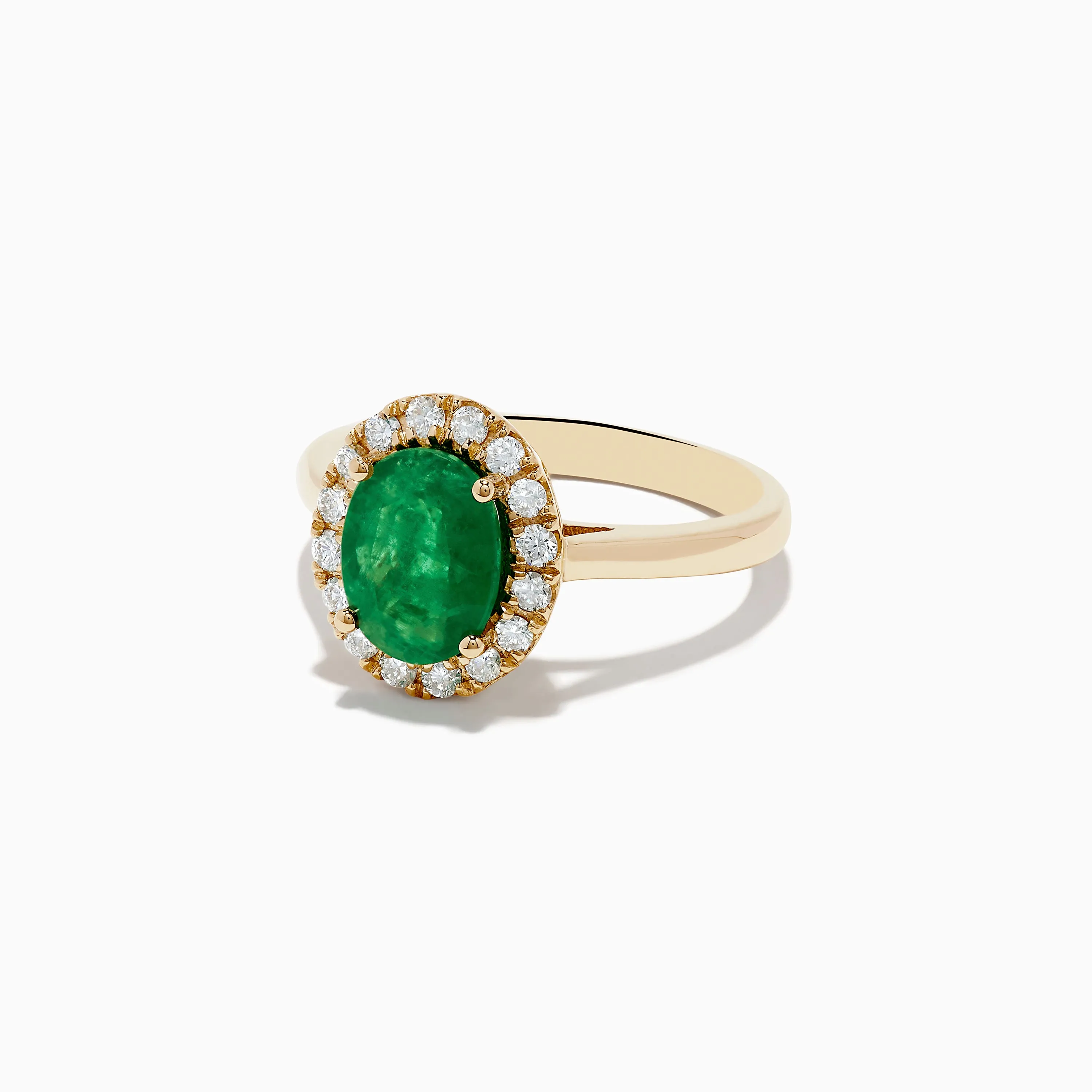 14K Yellow Gold Emerald and Diamond Ring