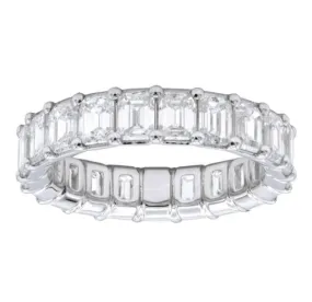 18k White Gold 3.34Ct 23 Emerald Cut Diamond Eternity Band Size 5.5