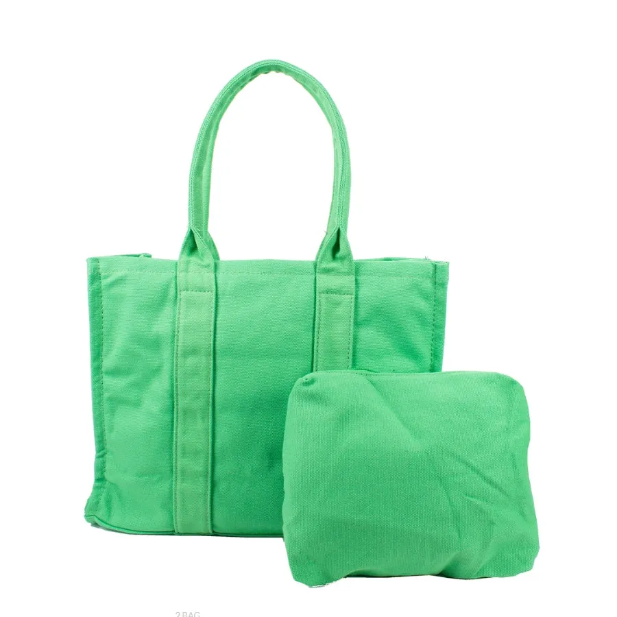2-in-1 canvas tote set - pink