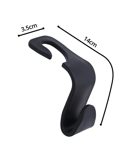 ABOUT SPACE Car Backseat Headrest Hook - 4 Pcs Plastic Hanging Storage Holder - Car Organizer - Space Saving Organiser for Handbags,Wallets,Grocery Bags,Umbrella Caps - Suitable for All Cars (Black)