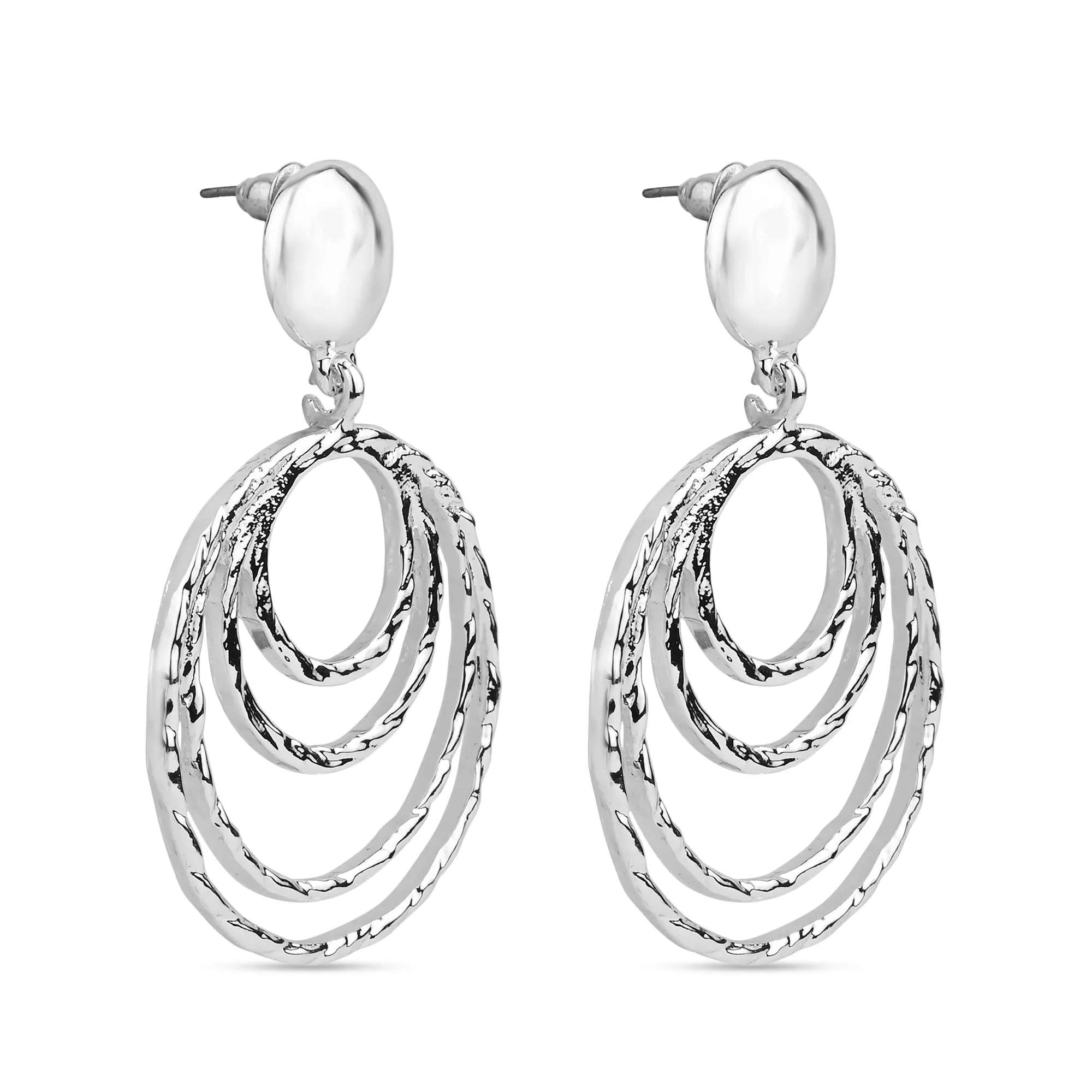 Accessorize London Women's Silver Textured Circles Statement Earring