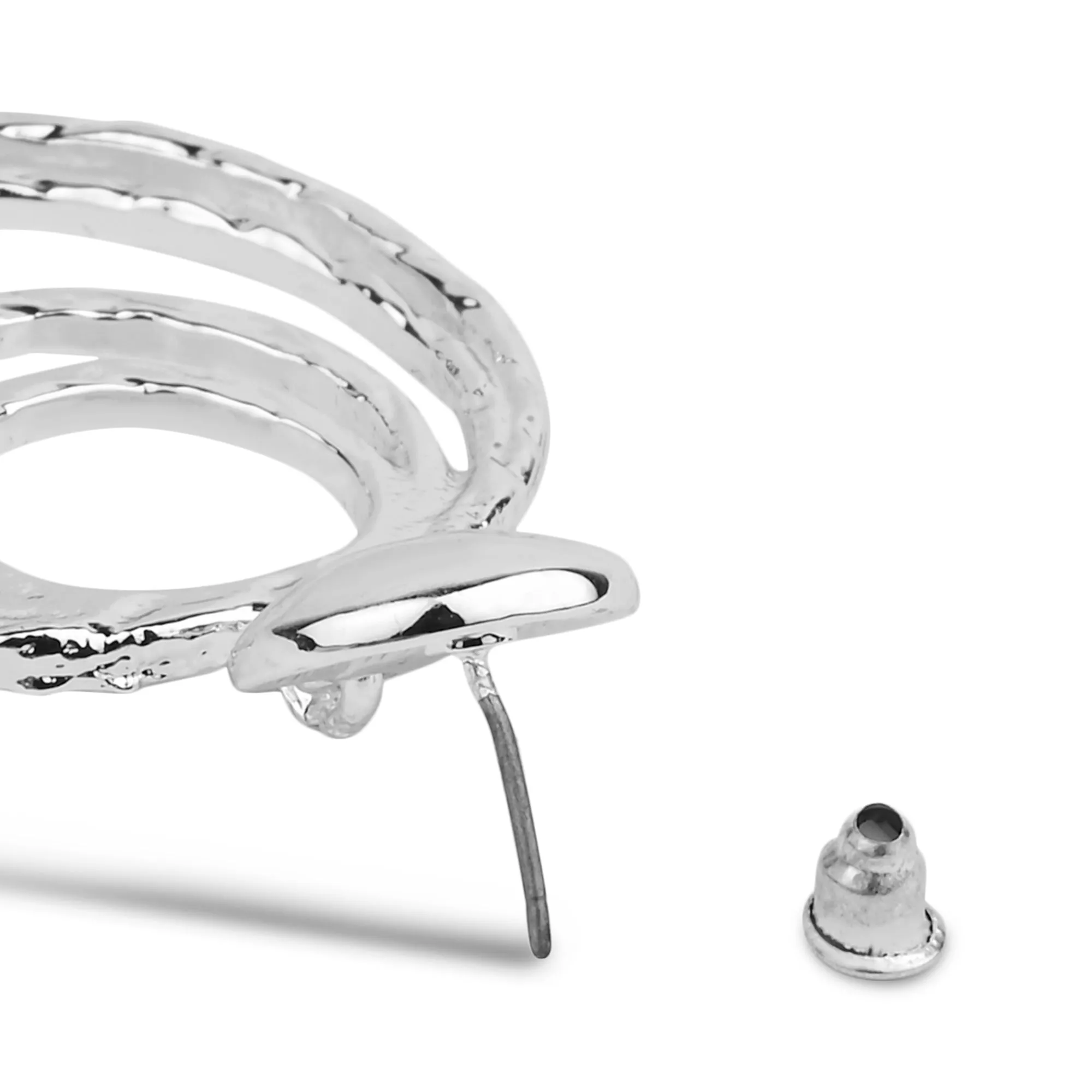 Accessorize London Women's Silver Textured Circles Statement Earring