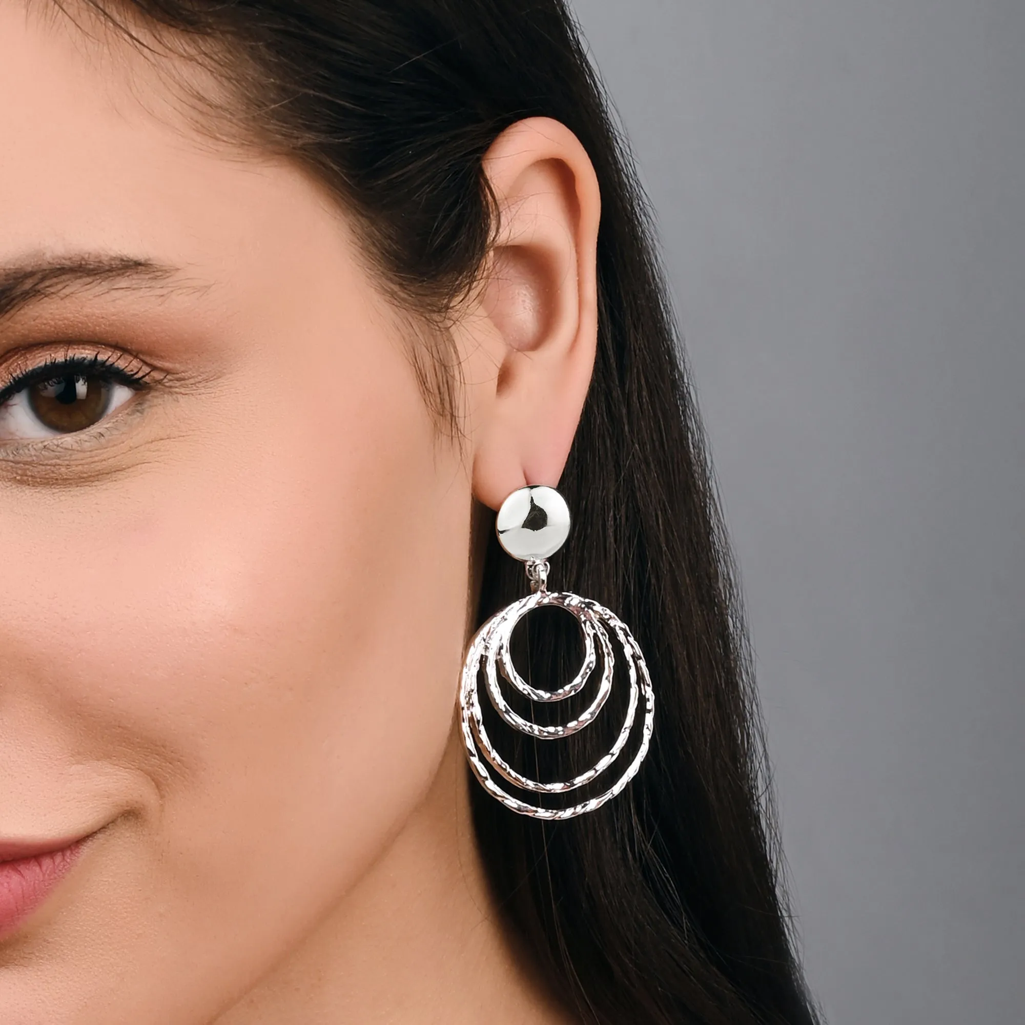 Accessorize London Women's Silver Textured Circles Statement Earring